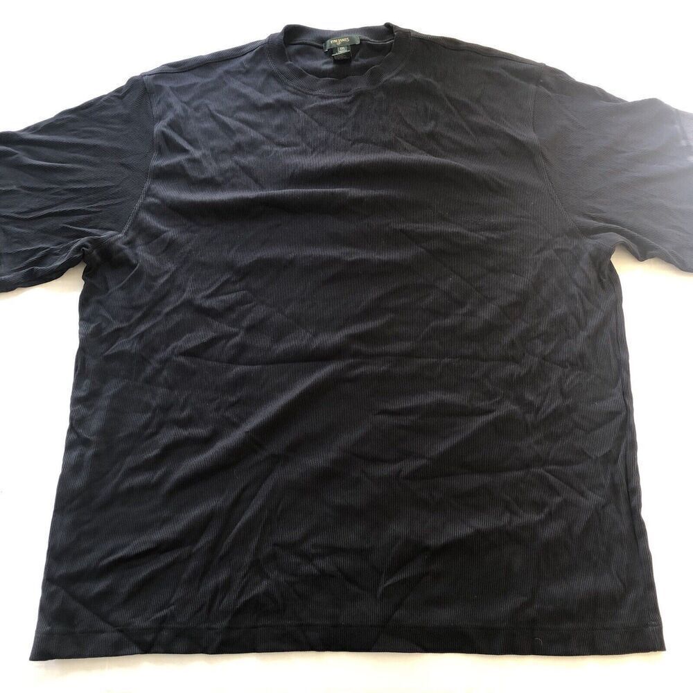 Tom James Black Ribbed Short Sleeve Shirt Mens Sz Xxl Made In Italy A978